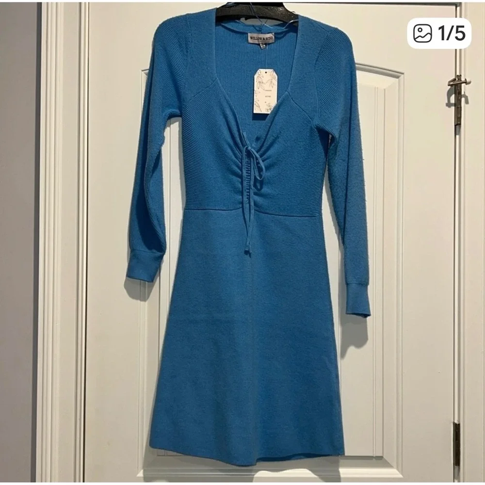 azure knit dress AZURE FRINGE KNIT DRESS